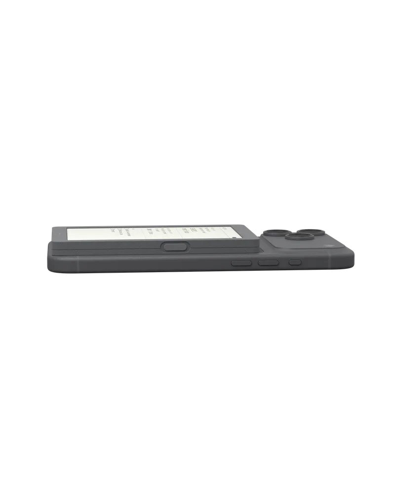 Side 3D model view of INKQ One stacked on a phone